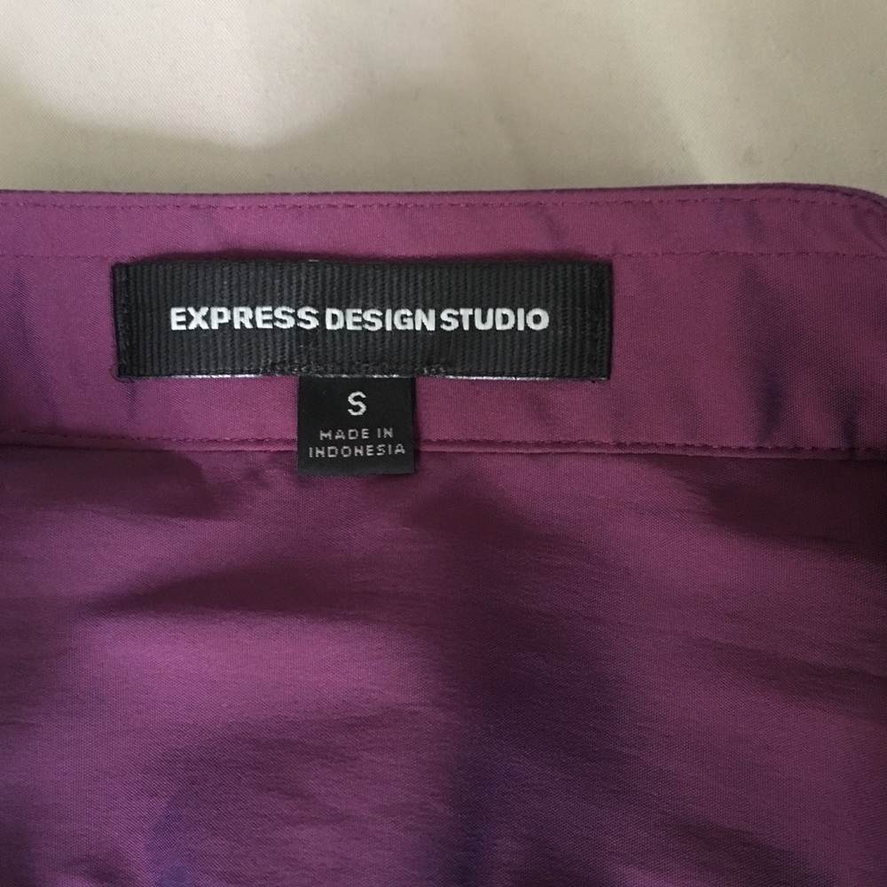 Express Purple Ruffle Cap-Sleeve Blouse - Picture 7 of 8